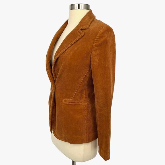 Alice + Olivia Macey Notched Collar Fitted Blazer Camel Brown Corduroy Size 0 - Picture 3 of 12